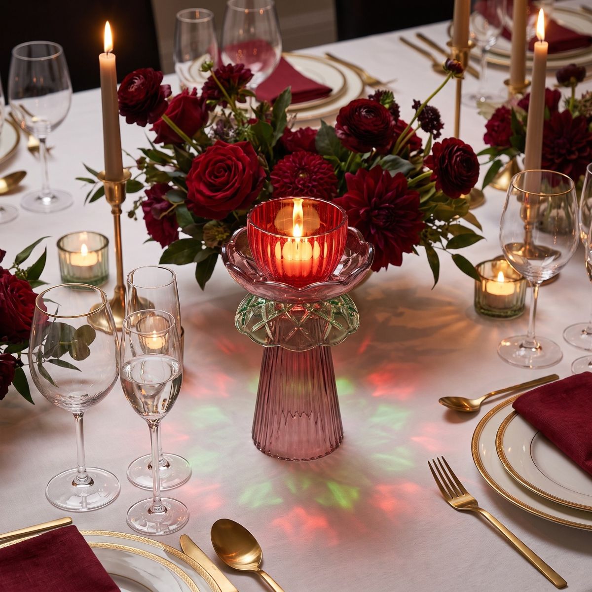 Swing Gifts Pemina Glass Votive Holder Red Green 21cm