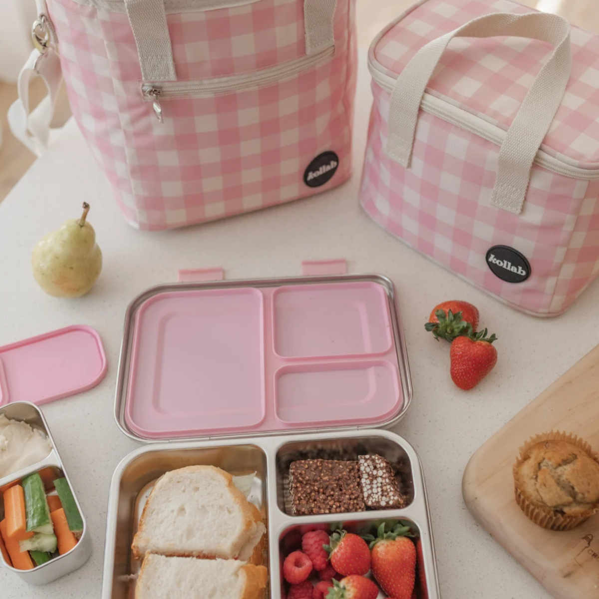 Kollab Lunch Bag Candy Pink Check | Minimax