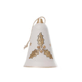 Noel Holly Hang Bell Christmas Decoration White/Gold 11cm