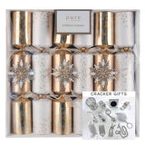 Pure Christmas Snowflake Crackers Platinum Gold Pearl 36cm (Set of 6) | Minimax