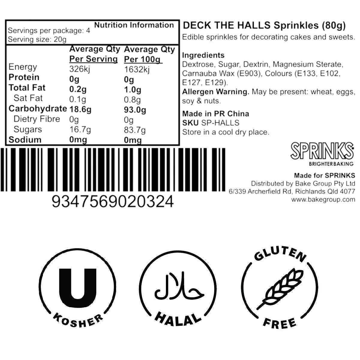 Sprinks Deck The Halls Sprinkles 80g