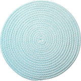 Madras Link Braid Maize Light Blue Table Mat 33cm – round woven placemat with spiral maize braid in soft light blue, perfect for dining style
