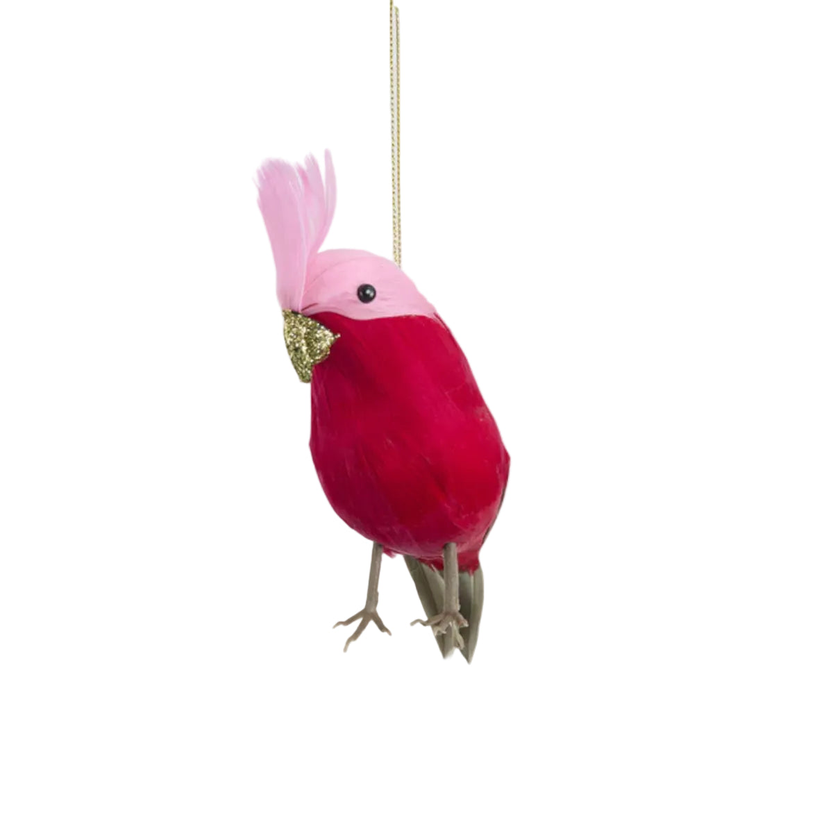 Vixen & Velvet Efina Feather Bird Decoration Red 20cm | Minimax
