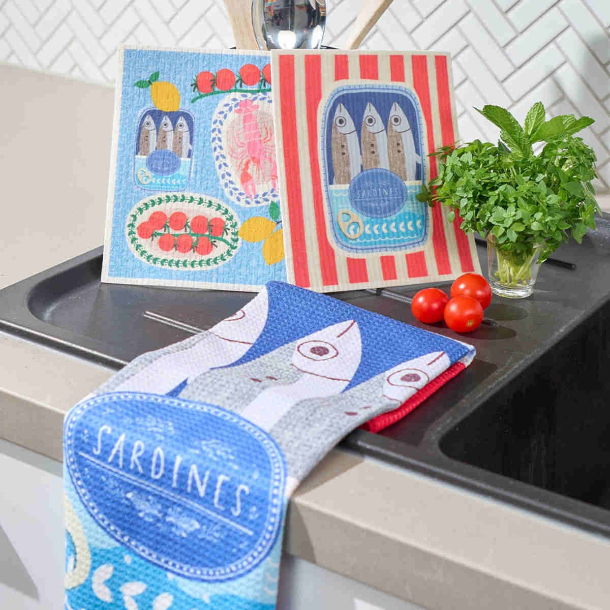 Annabel Trends Sardines Tea Towel