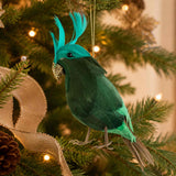 Vixen & Velvet Efina Feather Bird Decoration Green 20cm | Minimax