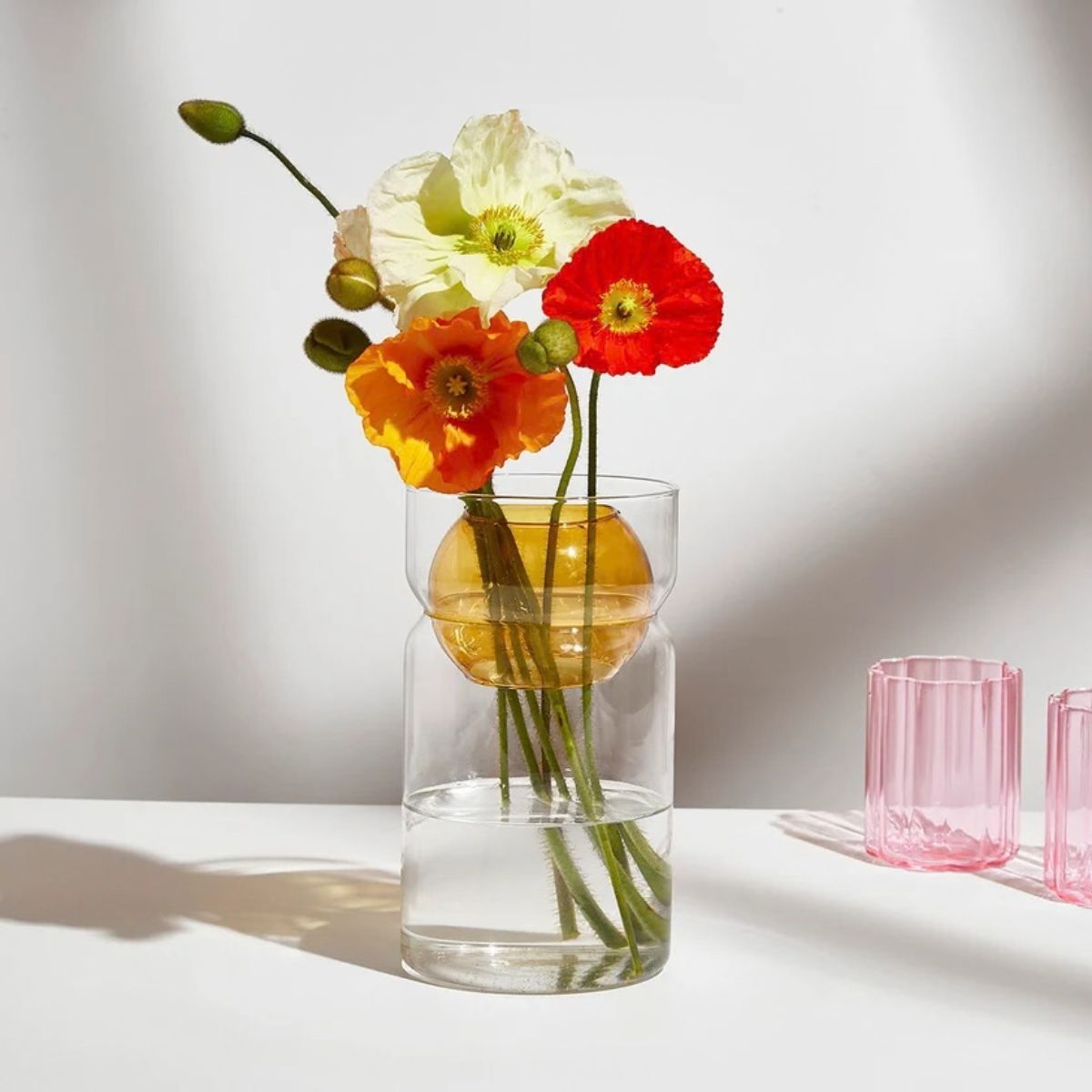Fazeek Balance Vase Clear Amber 22cm