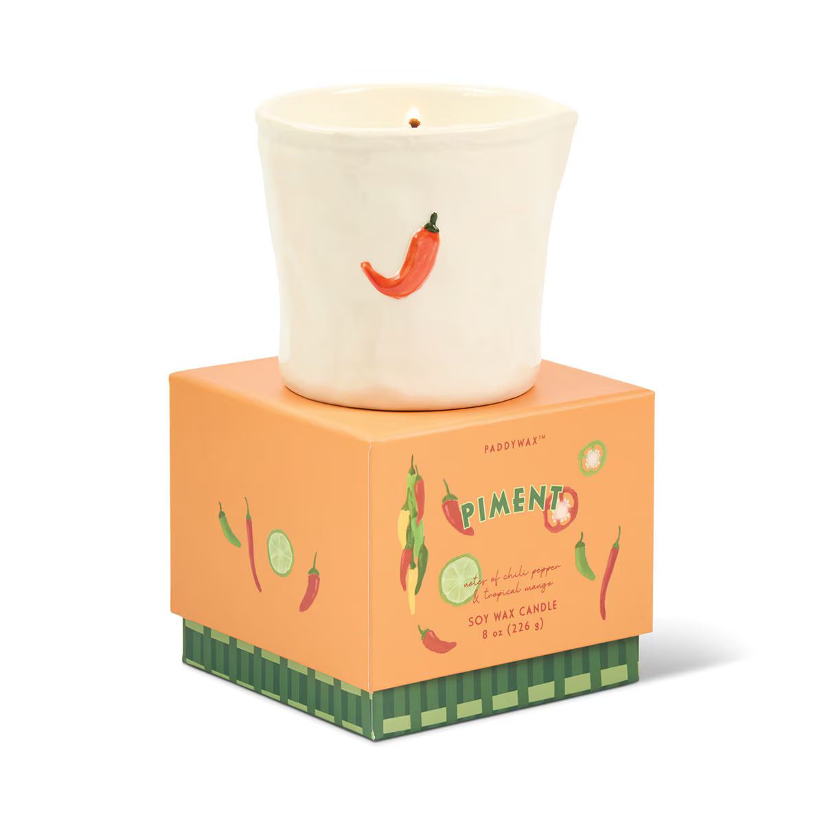 Paddywax Bistro Ceramic w/ Embossed Piment (Chili Pepper & Mango) & Printed Box - Piment 226G