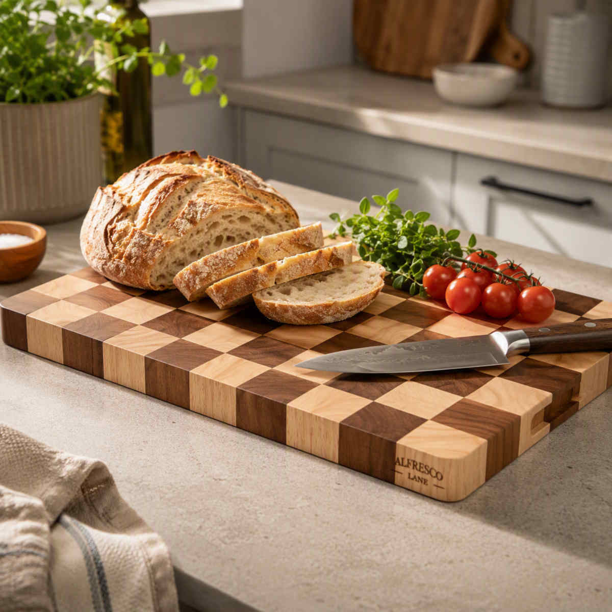 Alfresco Lane Checquered End Grain Cutting Board 40x30x2.5cm