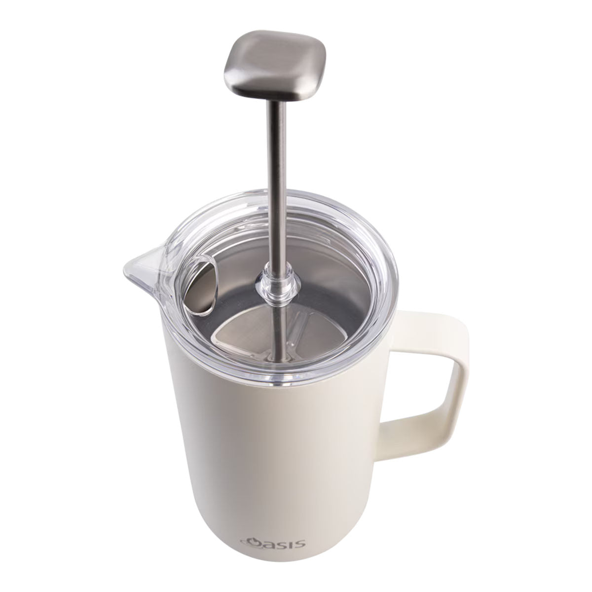 Oasis Stainless Steel Double Wall Insulated Coffee Press Alabaster 8 Cup (1L) | Minimax