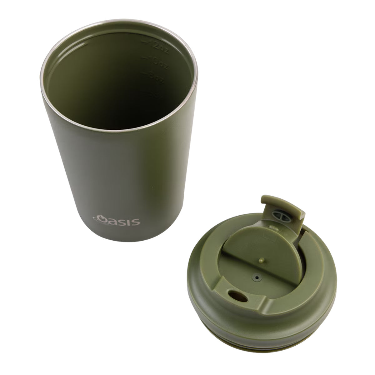 Oasis Ceramic Lined Stainless Steel Insulated Coffee Cup Forest Green 360ml | Minimax