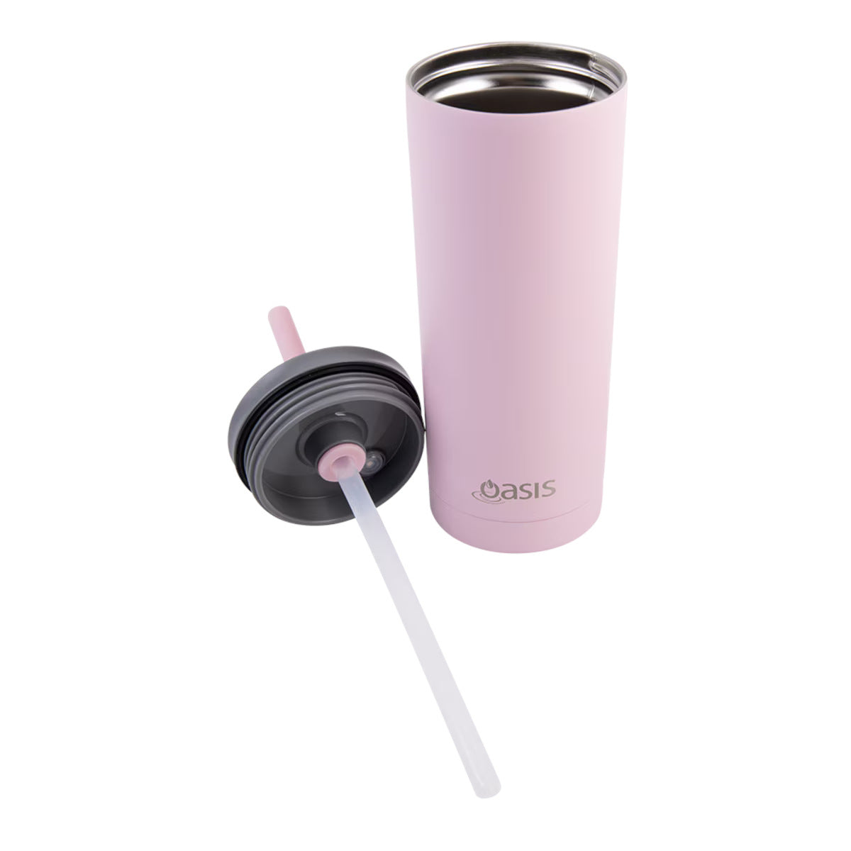 Oasis Double Wall Insulated Tumbler w/Straw Carnation 600ml | Minimax