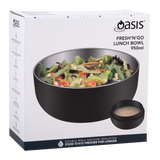 Oasis Fresh'N'Go Lunch Bowl Black 950ml – reusable insulated lunch container with airtight lid, ideal for fresh meals on the go.