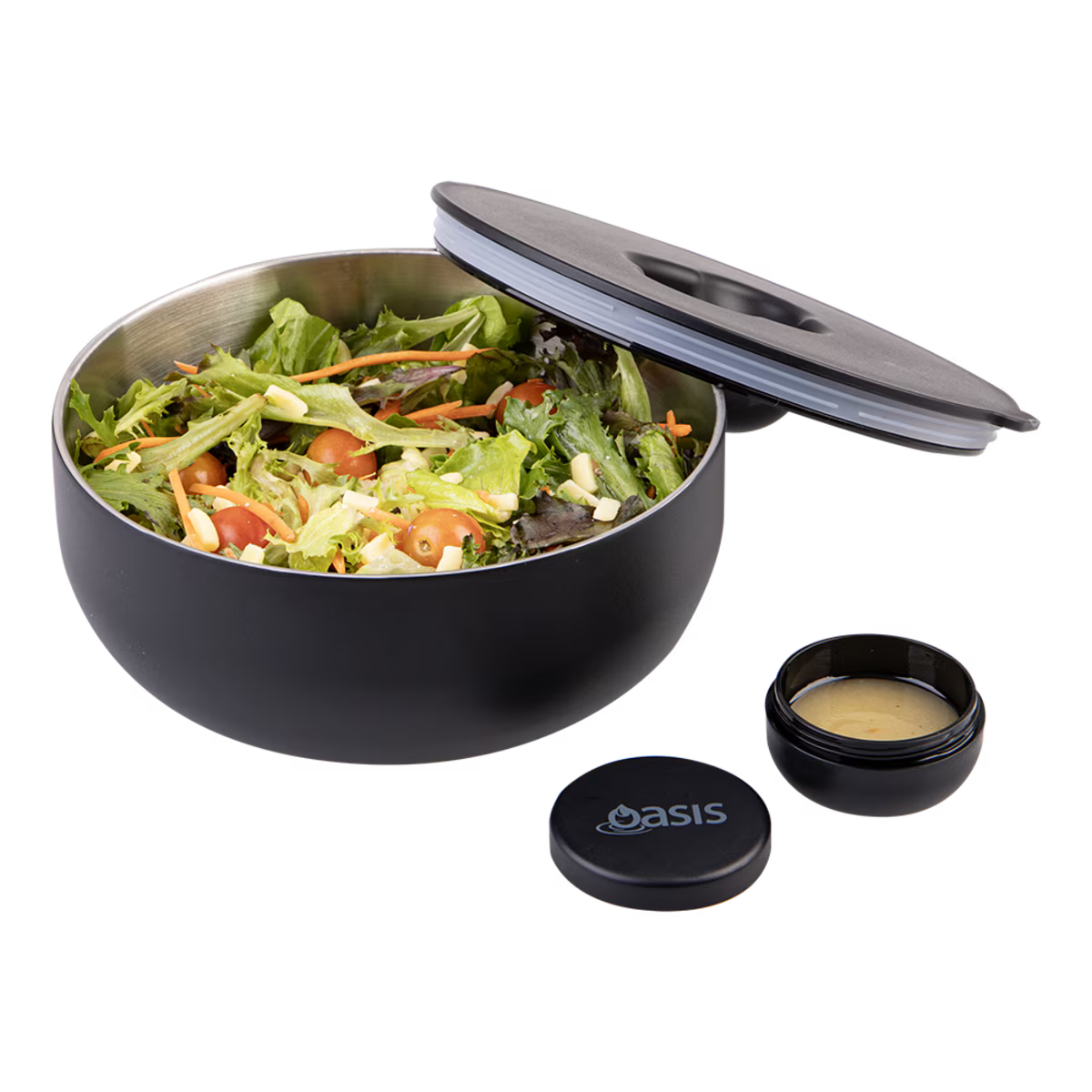 Oasis Fresh'N'Go Lunch Bowl Black 950ml – reusable insulated lunch container with airtight lid, ideal for fresh meals on the go.