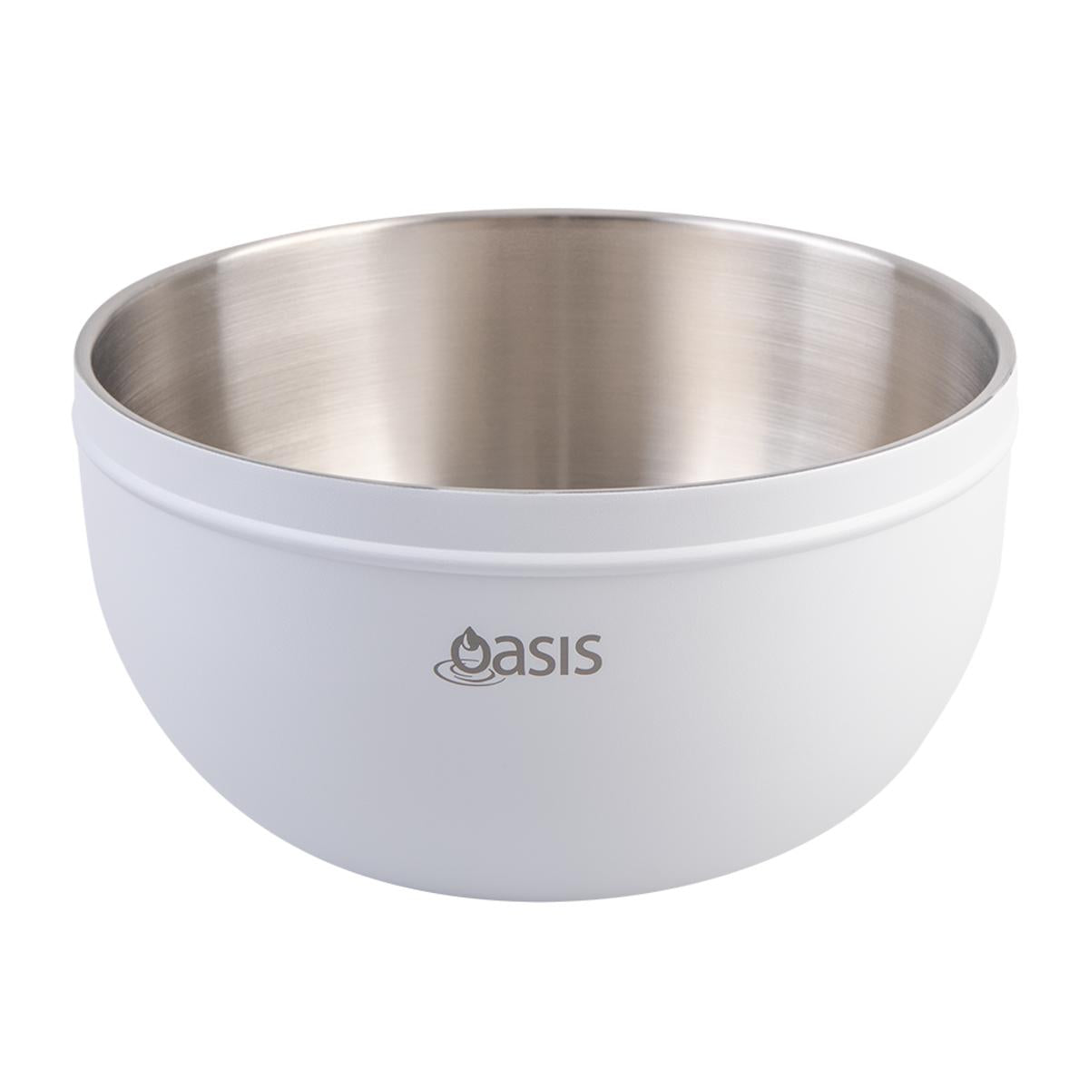 Oasis Salad Bowl with Lid White 2.8L – insulated stainless steel interior bowl with secure lid, ideal for keeping salads fresh and portable