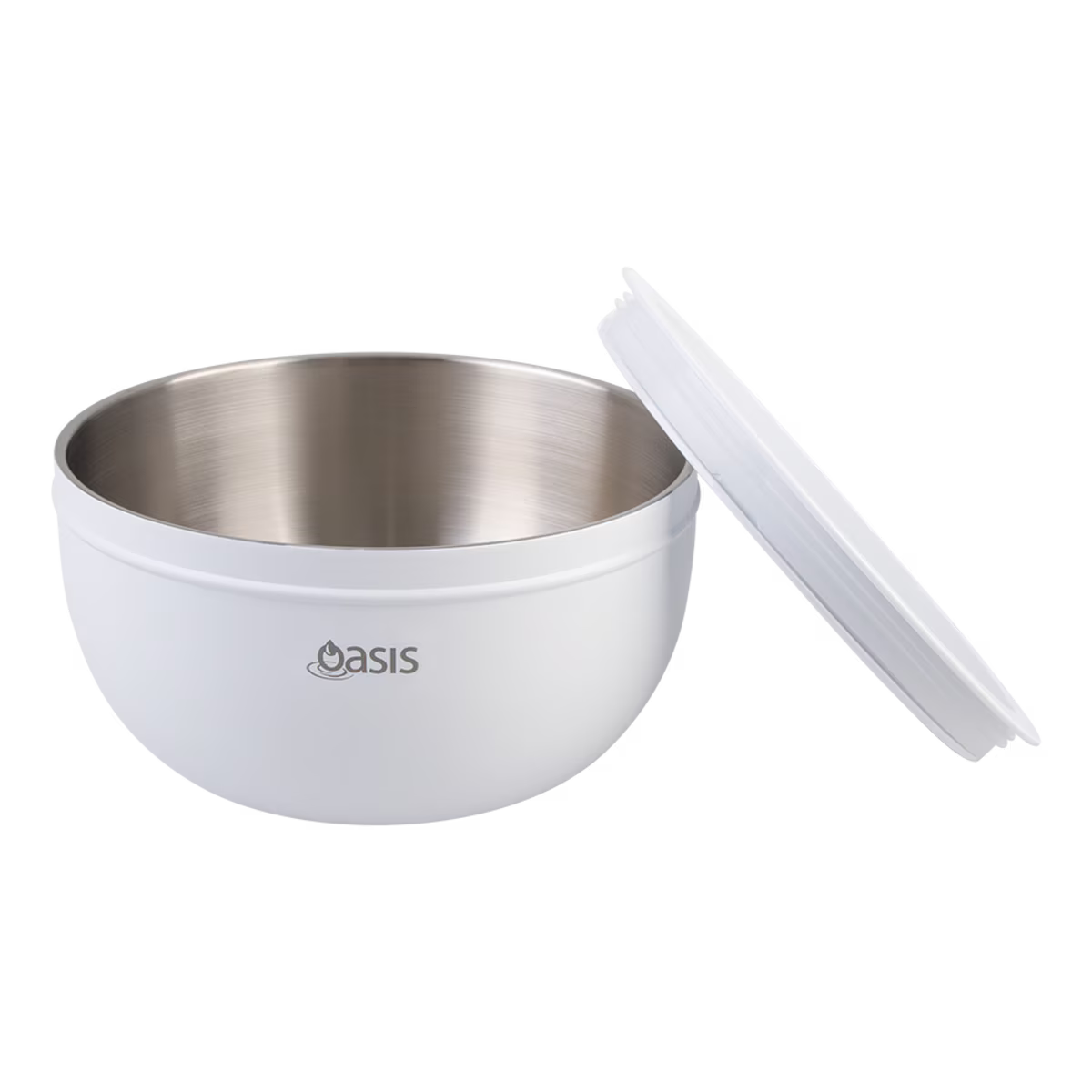 Oasis Salad Bowl with Lid White 2.8L – insulated stainless steel interior bowl with secure lid, ideal for keeping salads fresh and portable