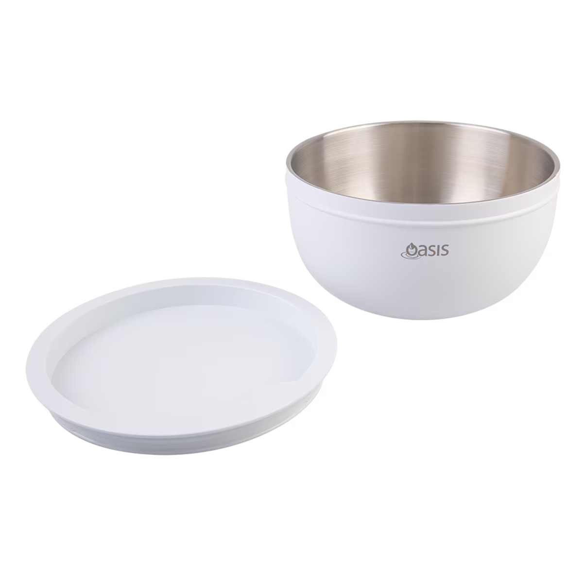 Oasis Salad Bowl with Lid White 2.8L – insulated stainless steel interior bowl with secure lid, ideal for keeping salads fresh and portable