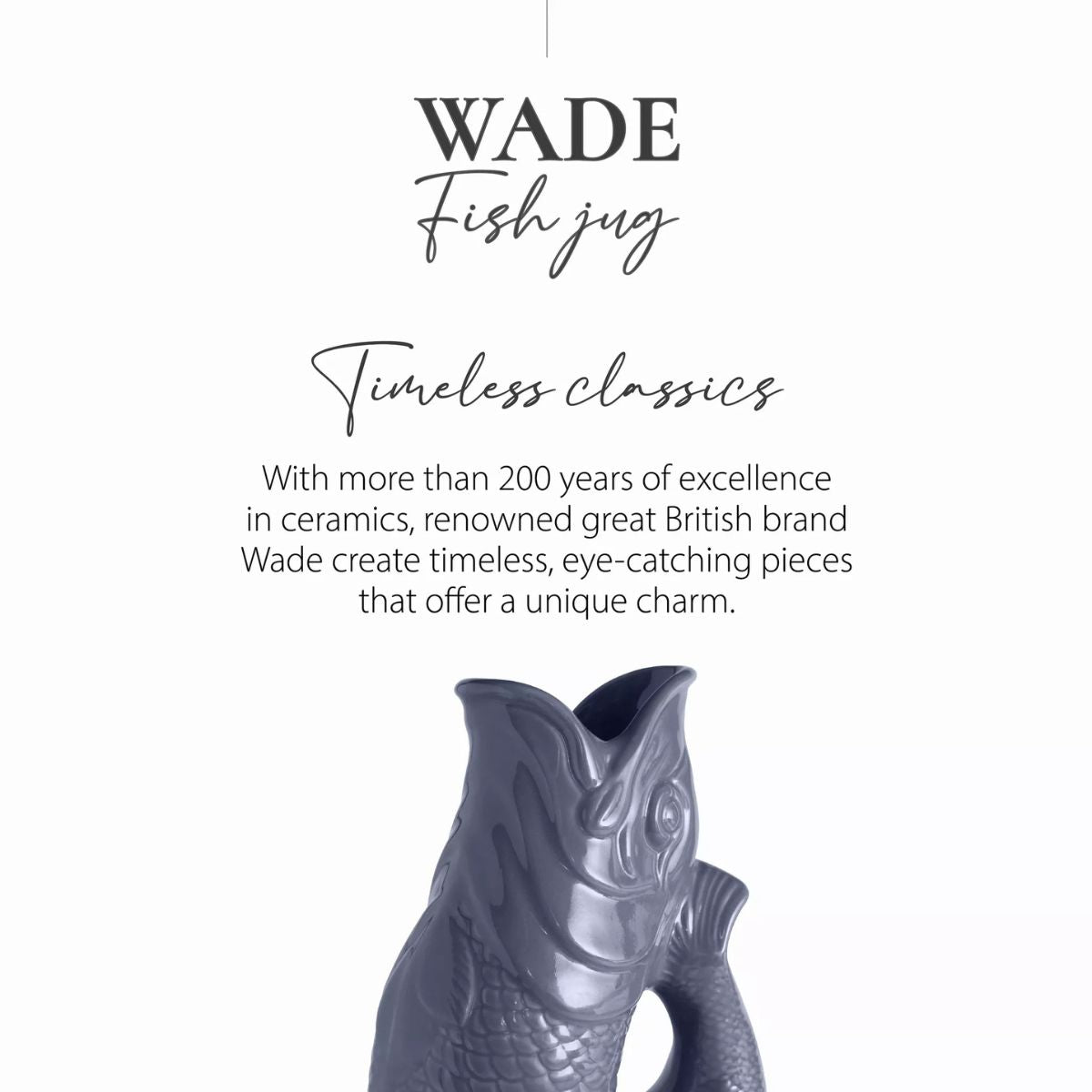 Wade Pottery Fish Jug French Grey 1.2L | Minimax