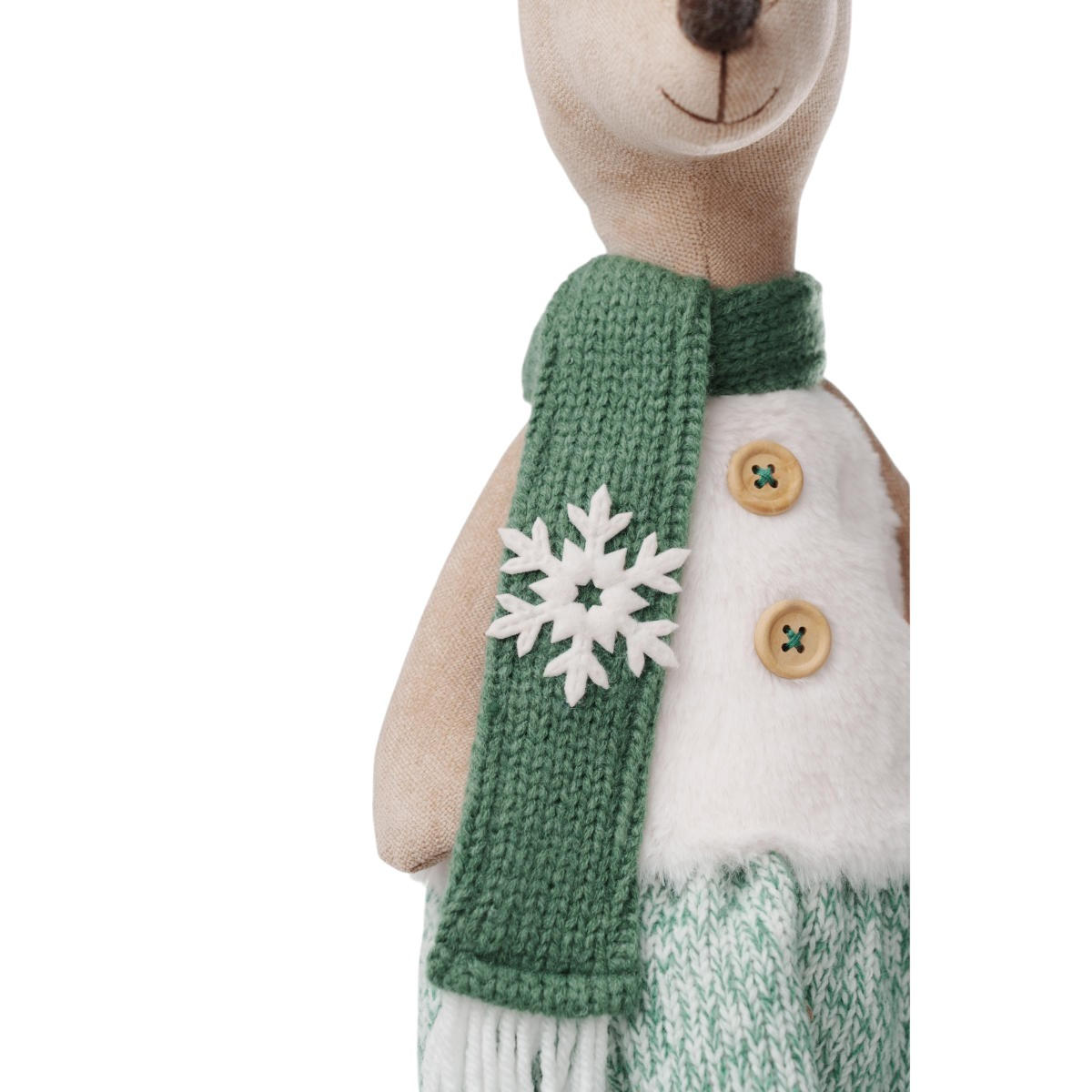 Noel Carol Standing Reindeer Christmas Decoration Green/White 75cm | Minimax