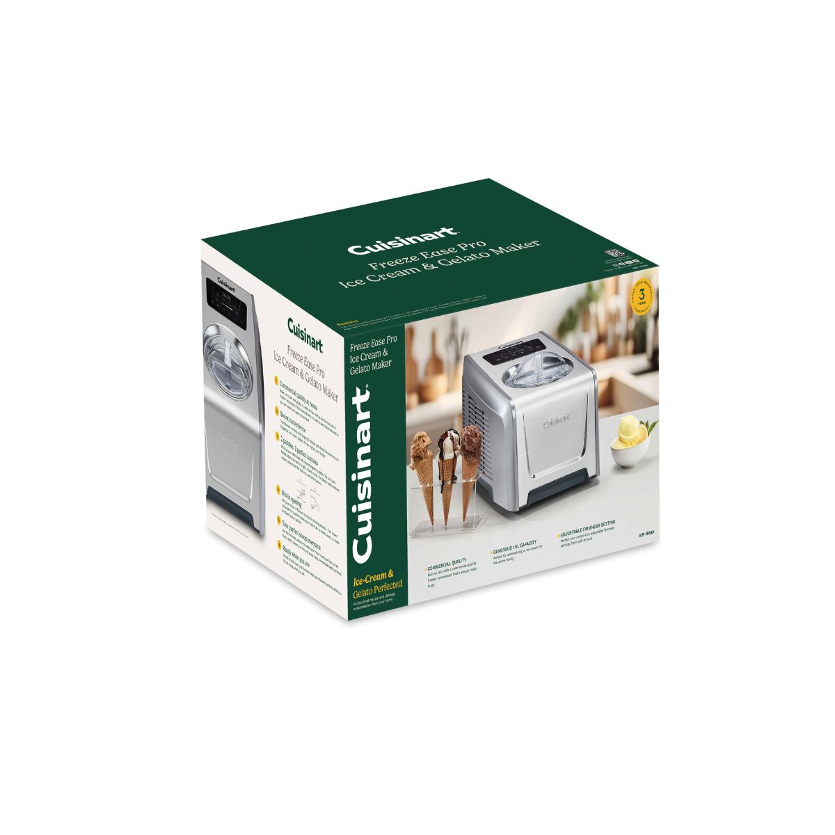 Cuisinart Freeze Ease Pro Ice Cream and Gelato Maker Grey 1.5L