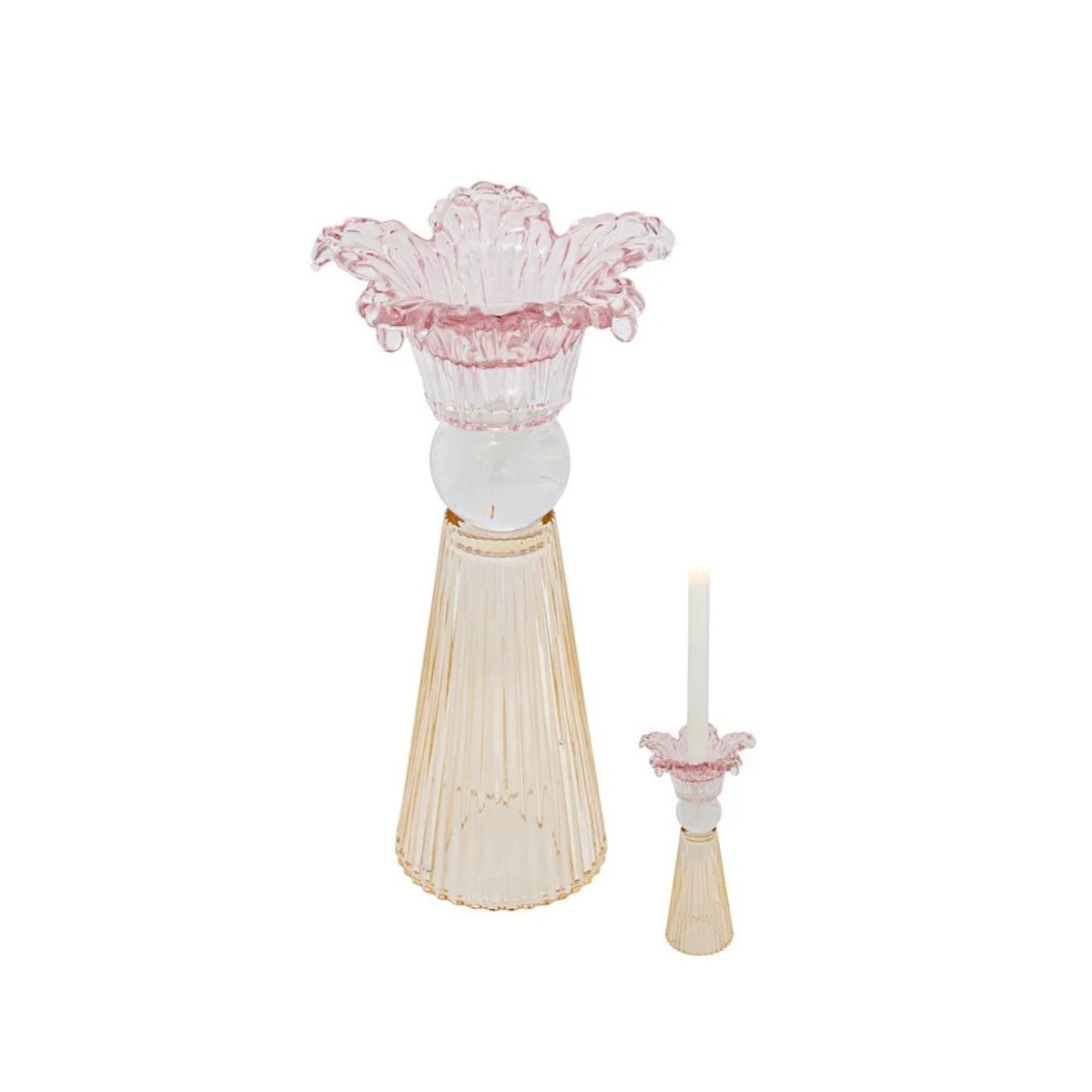 Swing Gifts Myrtle Floral Candle Holder Yellow Pink 24cm