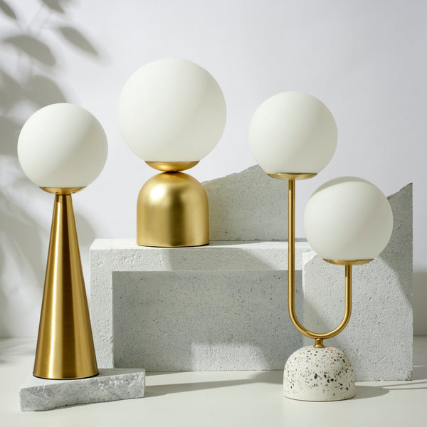 Amalfi Orion Table Lamp Gold/White 15x15x45cm