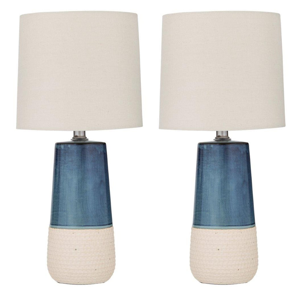 Amalfi Nash Table Lamp Set/2 Blue/Natural 23x23x49cm