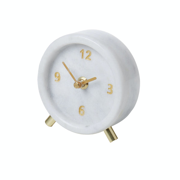 Amalfi White Marble Table Clock White 11x4x11cm