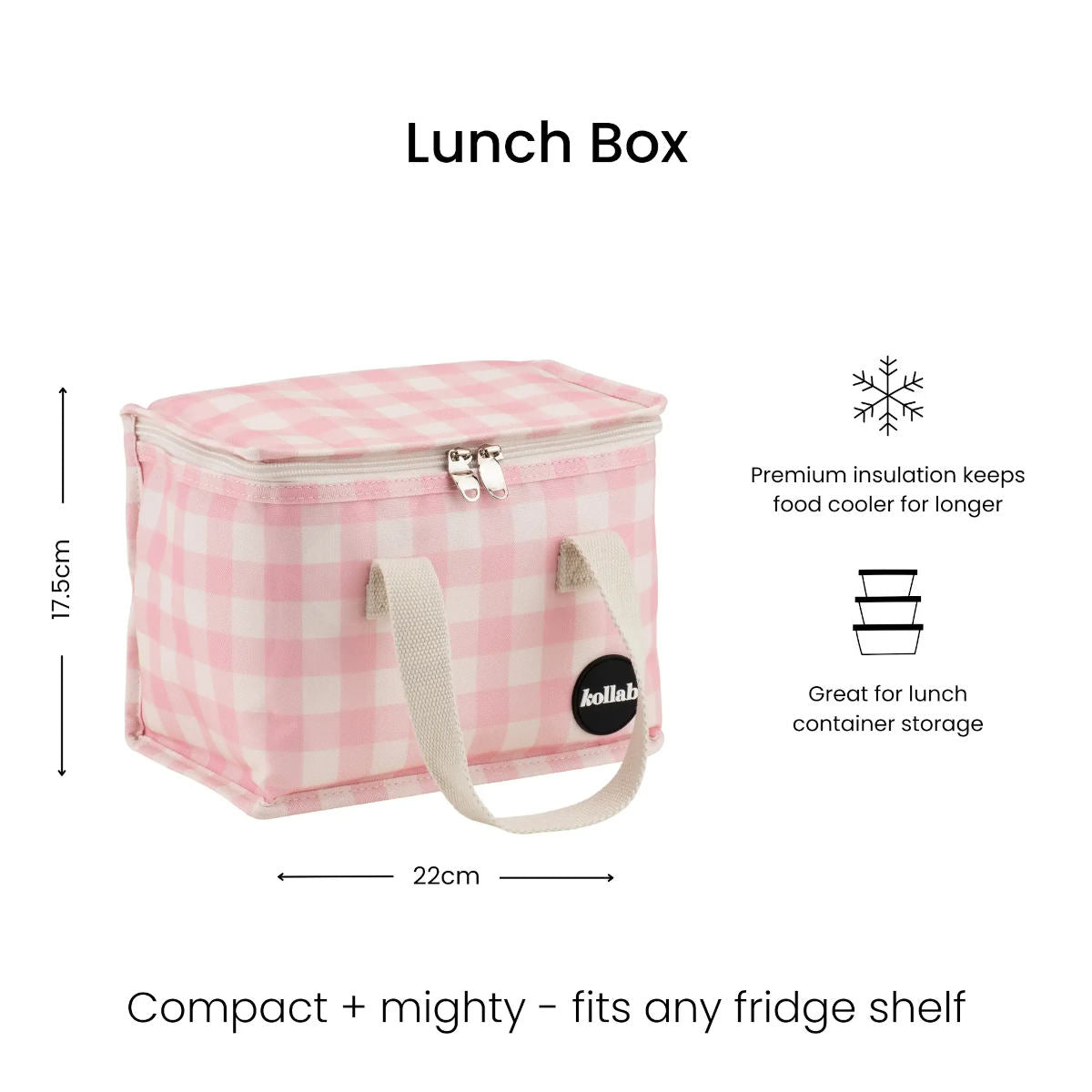 Kollab Lunch Bag Candy Pink Check | Minimax