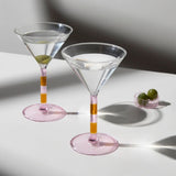 Fazeek Striped Martini Glasses Pink Amber 120ml Set of 2