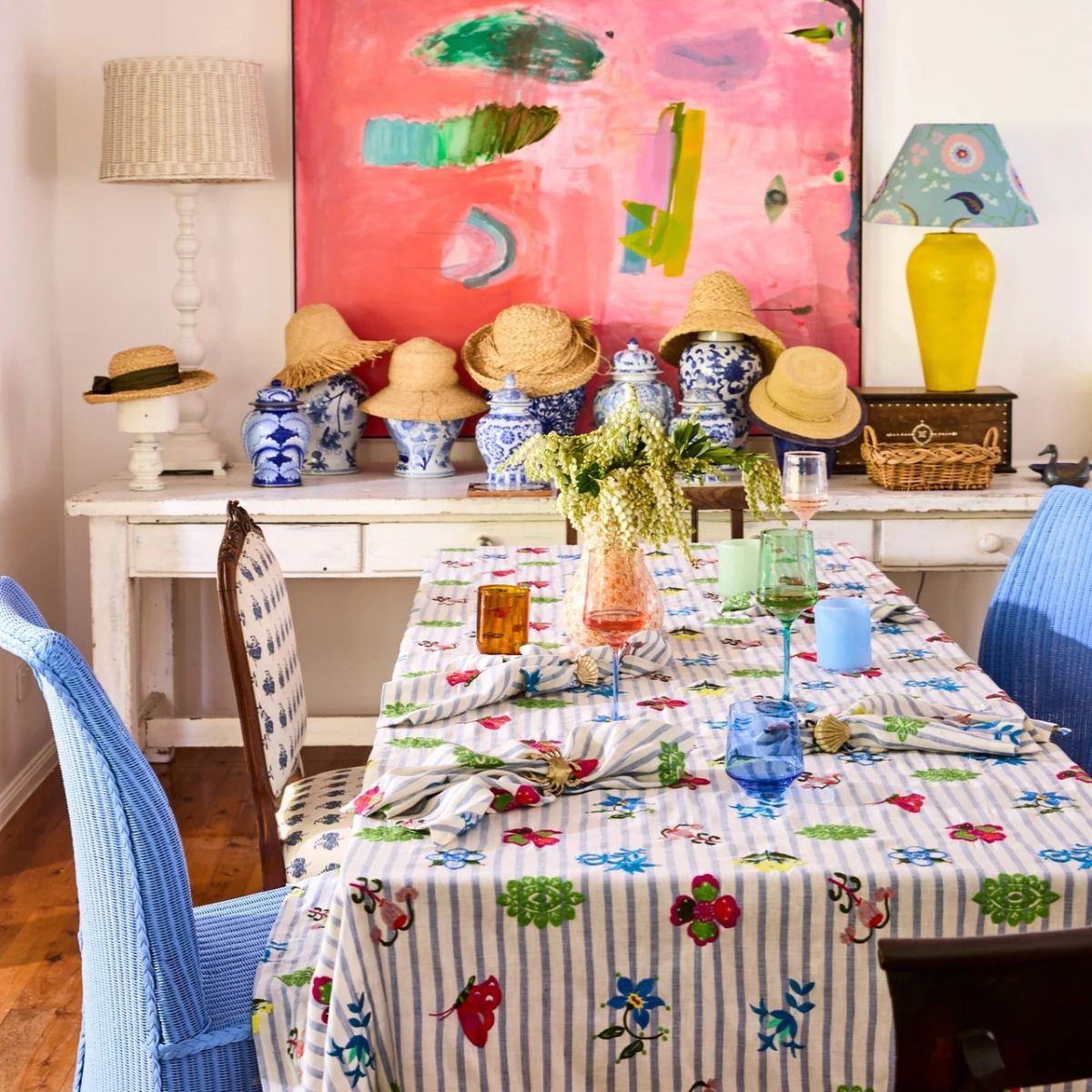 Kip&Co x Anna Spiro Malabar Floral Embroidered Tablecloth 270x145cm