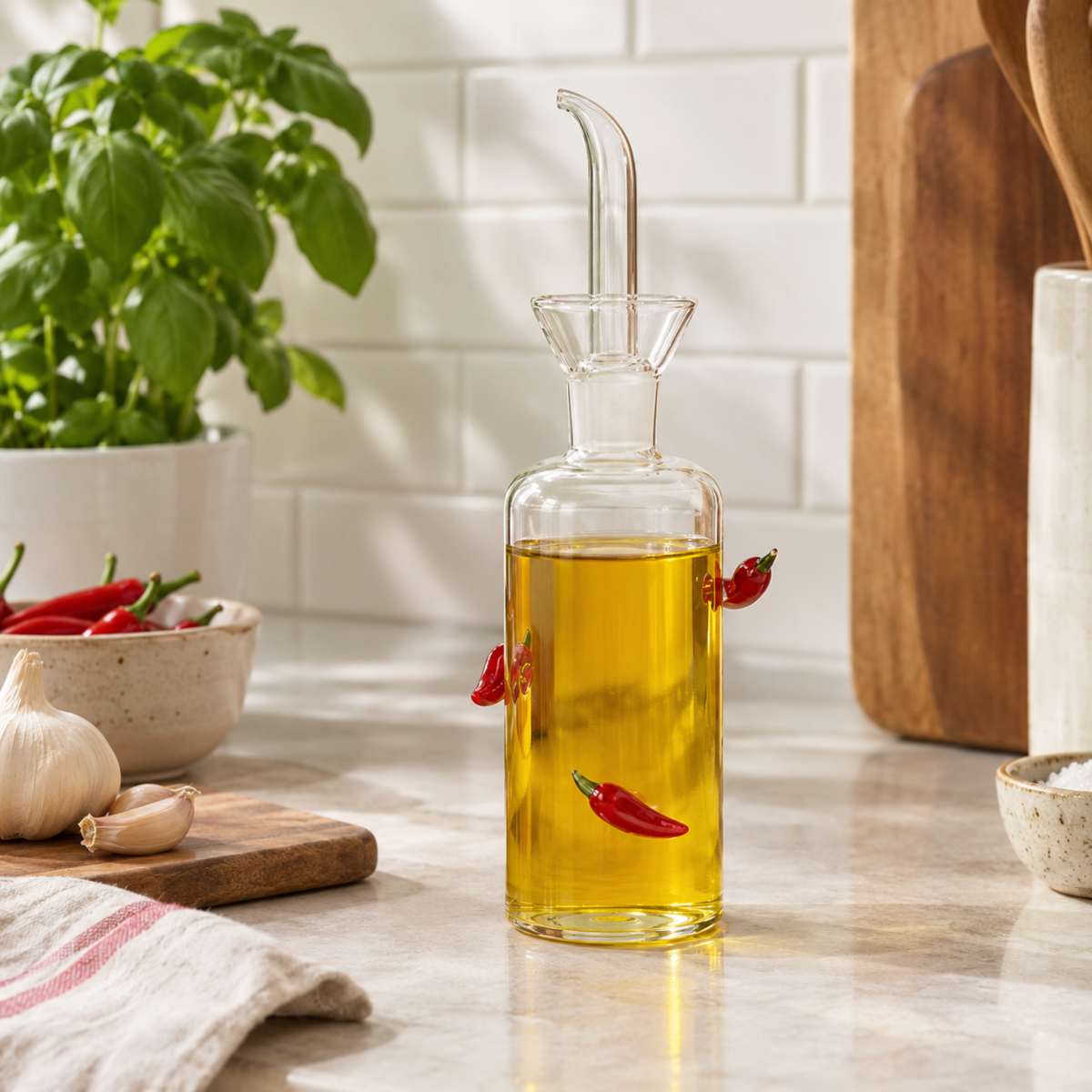 Assemble Gino Glass Oil Bottle Red Chilli 8x16cm | Minimax