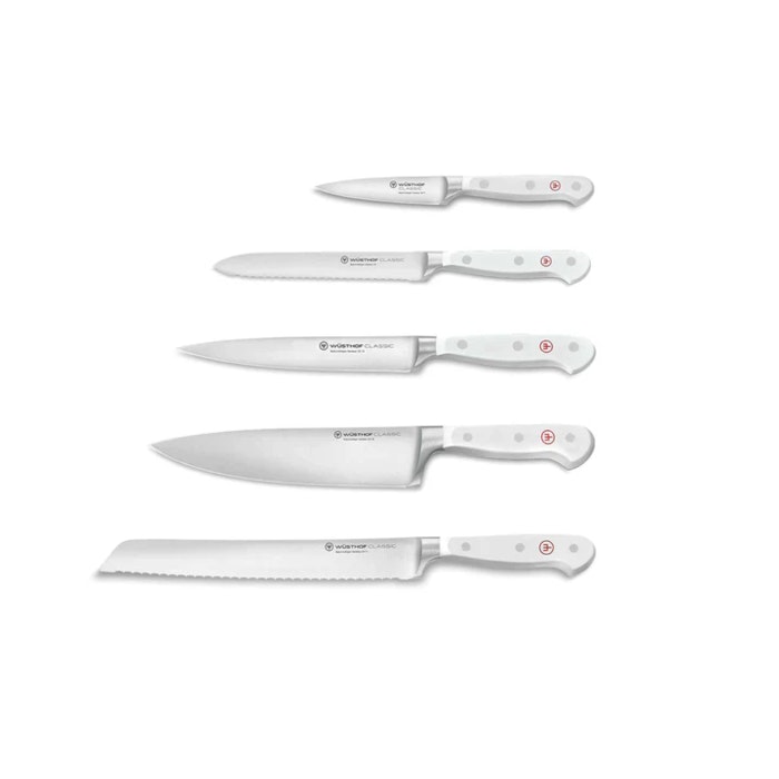 Wusthof Classic White Knife Block Set 6 Piece With Bread Knife