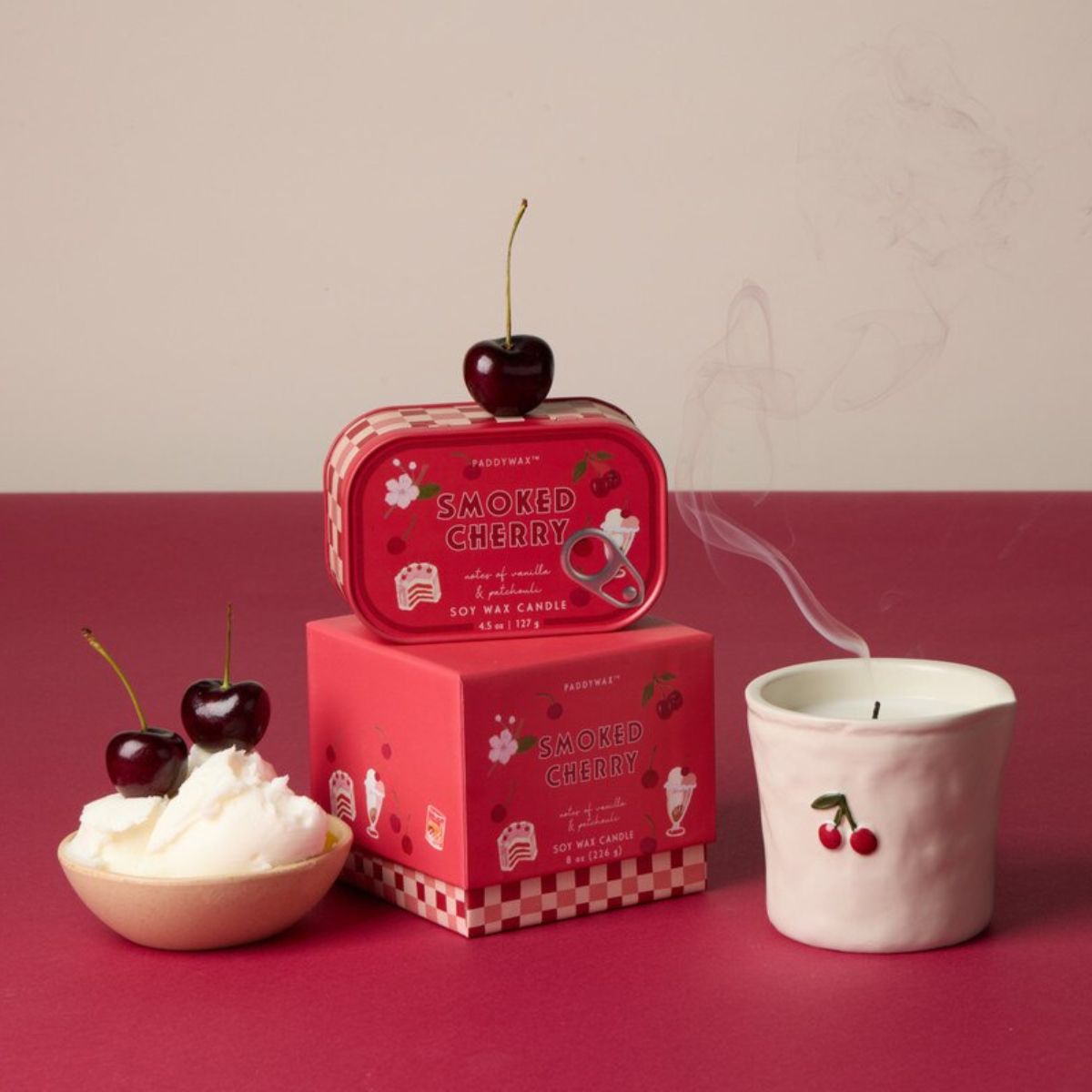 Paddywax Bistro Smoked Cherry Ceramic Candle 226G