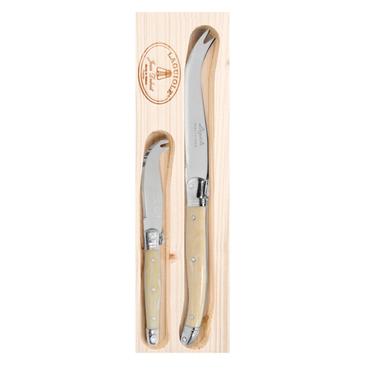 Laguiole  Jean Dubost Deluxe Cheese Knife Set Light Horn 2 Piece | Minimax