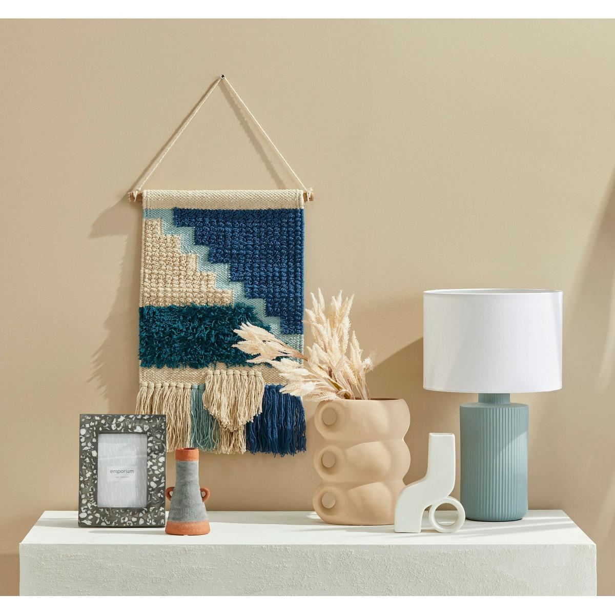 Emporium Tetris Wall Hanging Blues/Natural 50x1x30cm