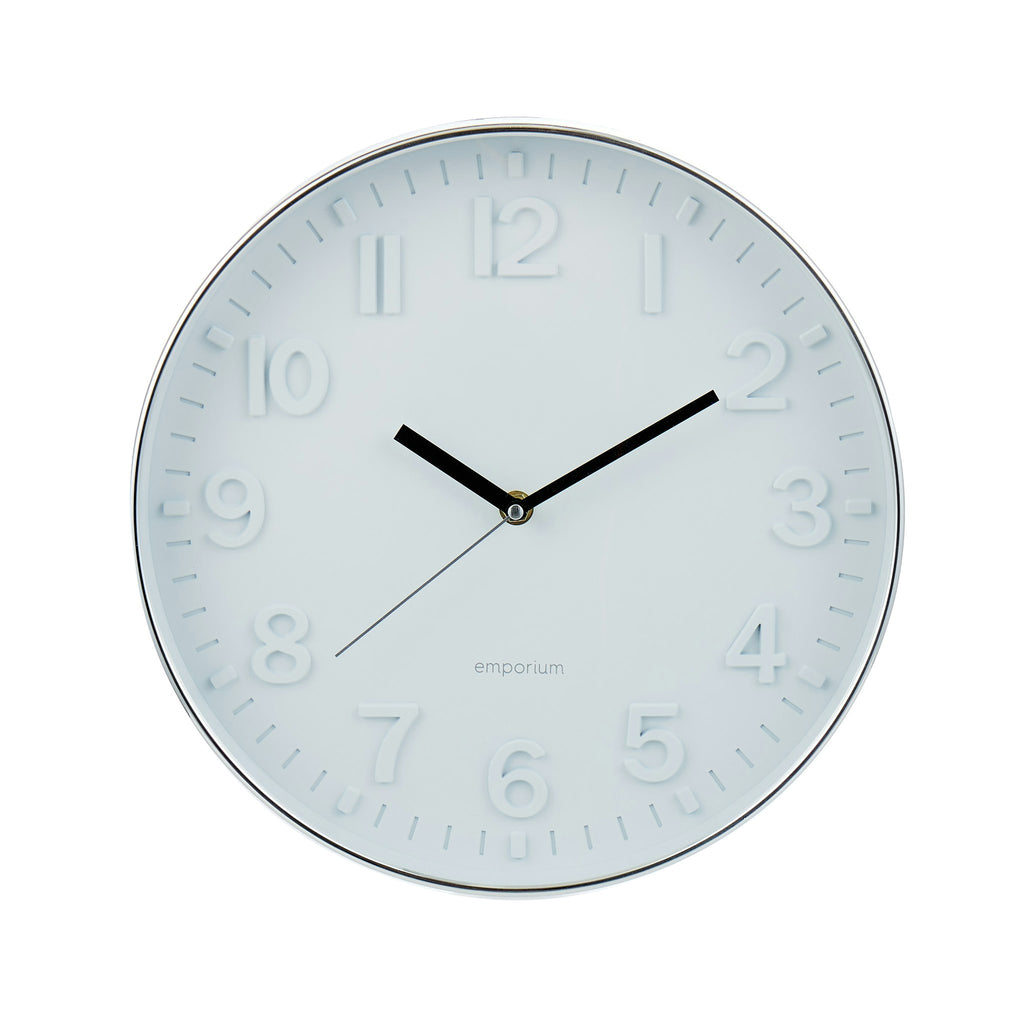 Emporium Metric Wall Clock White/Silver 30.5x30.5x4.3cm