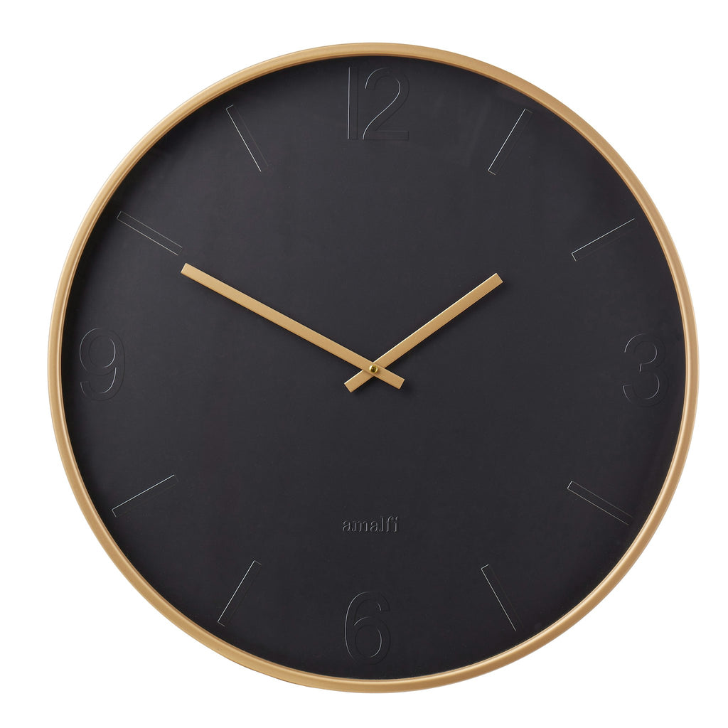 Amalfi Modern Black Wall Clock Jet Black/Gold 60x6x60cm