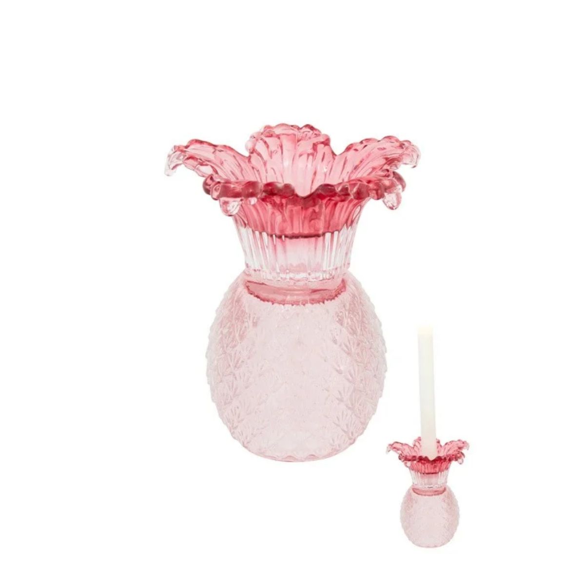 Swing Gifts Myrtle Floral Pineapple Candle Holder Pink 14.5cm