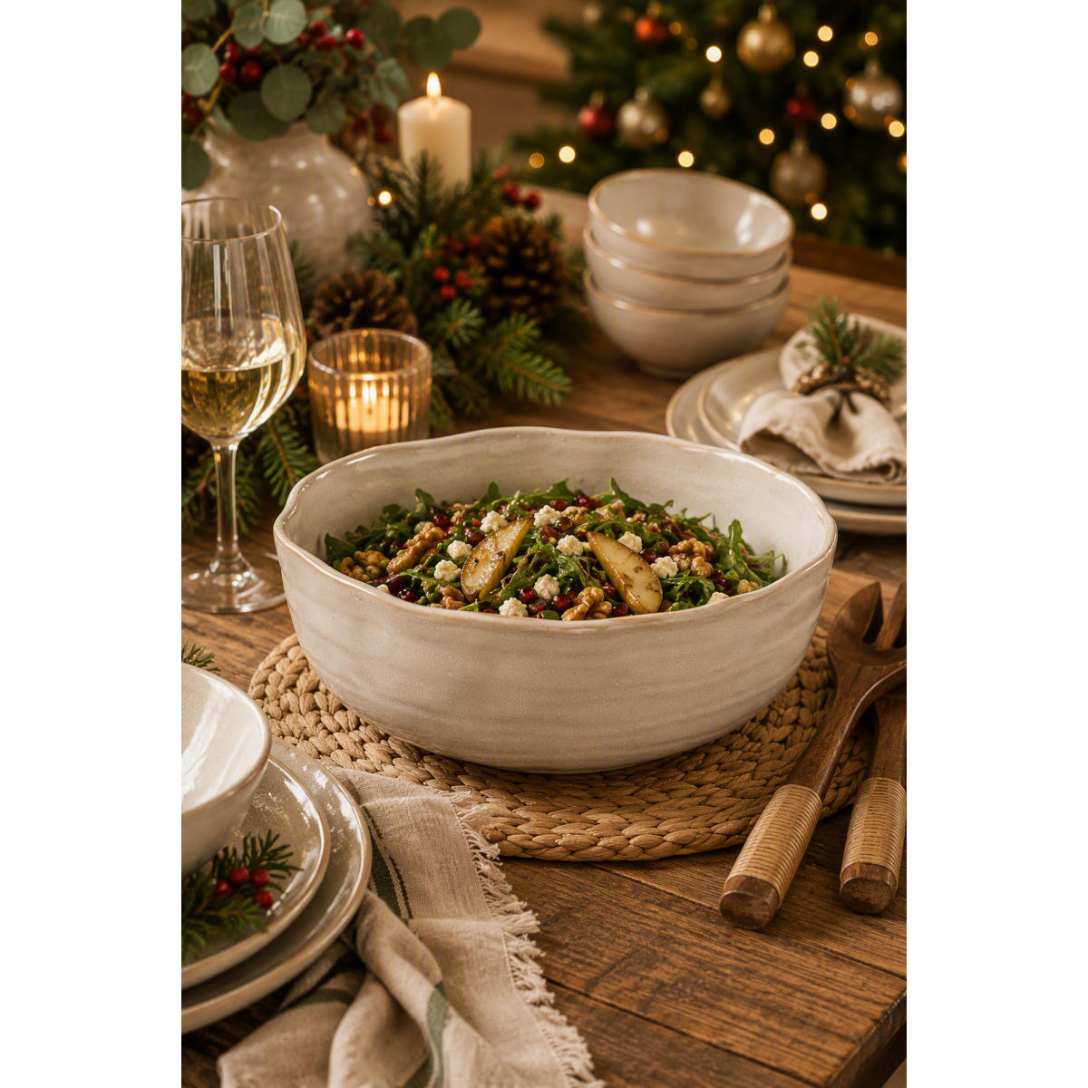 Casero Swirl Linen Serving Bowl 25cm