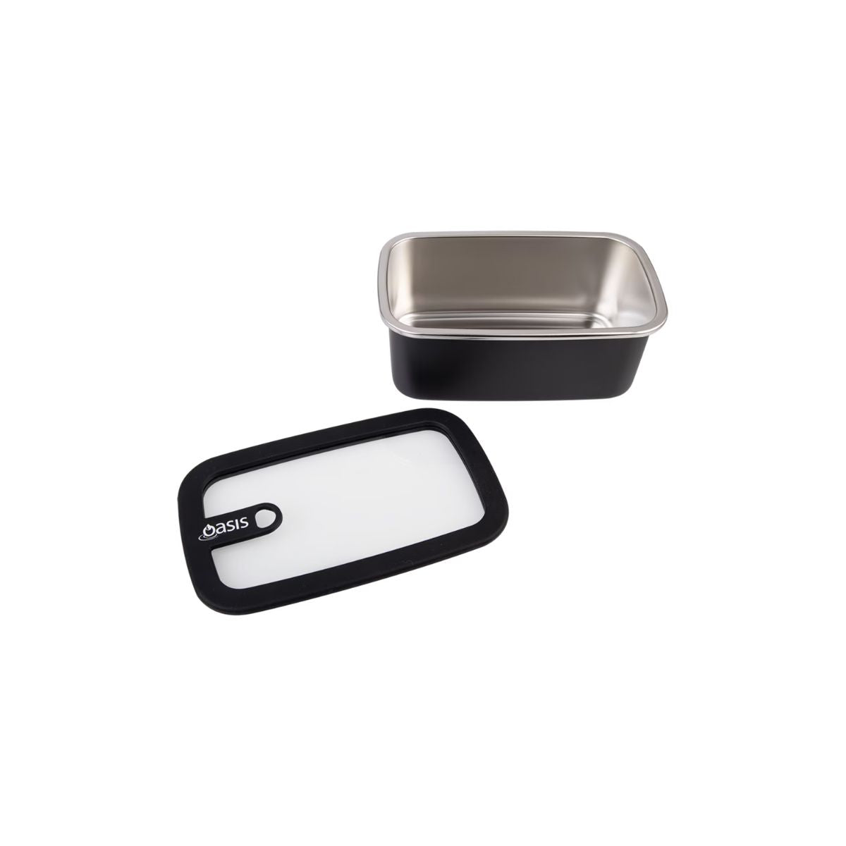 Oasis Microwave Safe Rectangular Stainless Steel Container Black 1.1L