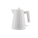 Alessi Plissé 1L electric kettle in white with pleated design and modern sculptural shape
