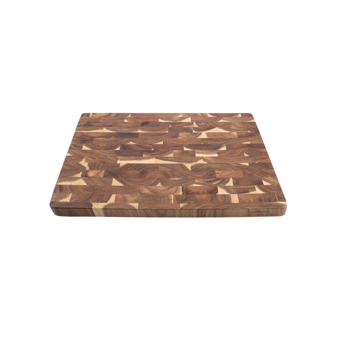 Alfresco Lane acacia wood end grain cutting board 40x30cm, durable wooden chopping board with natural grain