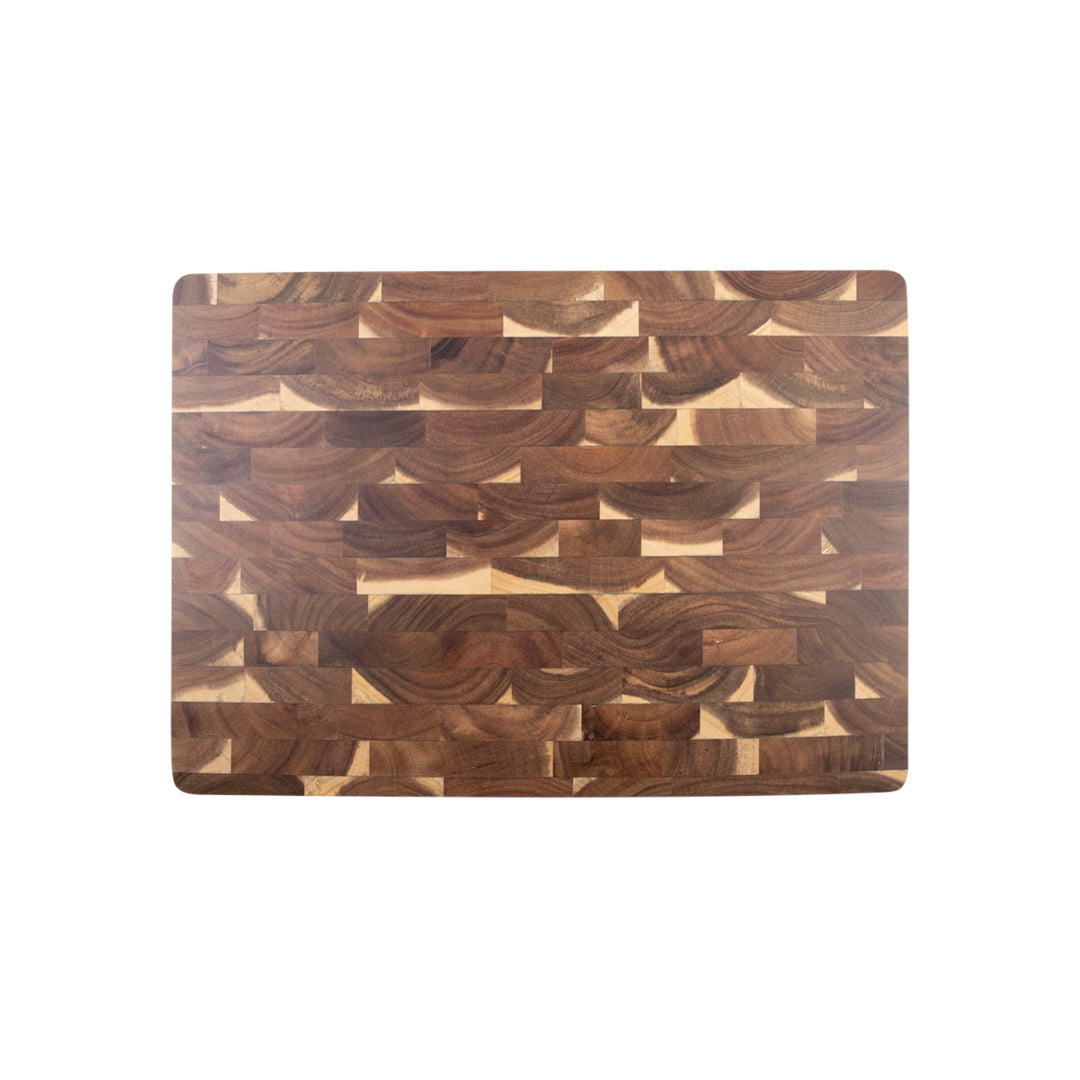 Alfresco Lane acacia wood end grain cutting board 40x30cm, durable wooden chopping board with natural grain