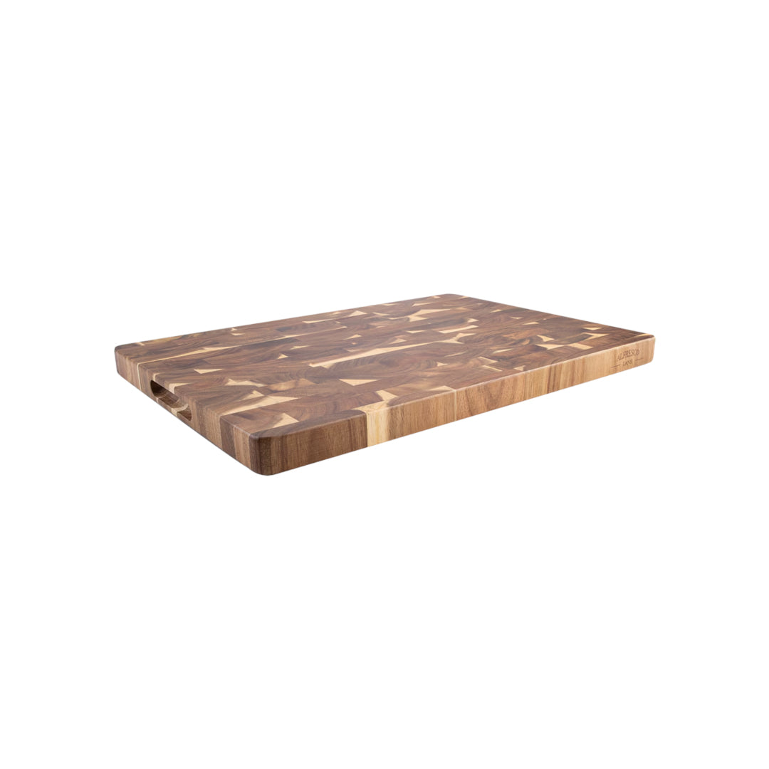 Alfresco Lane acacia wood end grain cutting board 40x30cm, durable wooden chopping board with natural grain