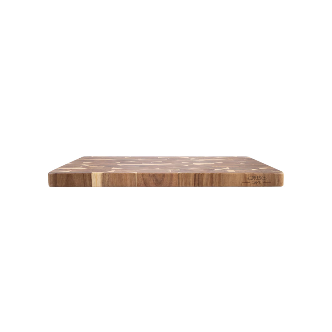 Alfresco Lane acacia wood end grain cutting board 40x30cm, durable wooden chopping board with natural grain