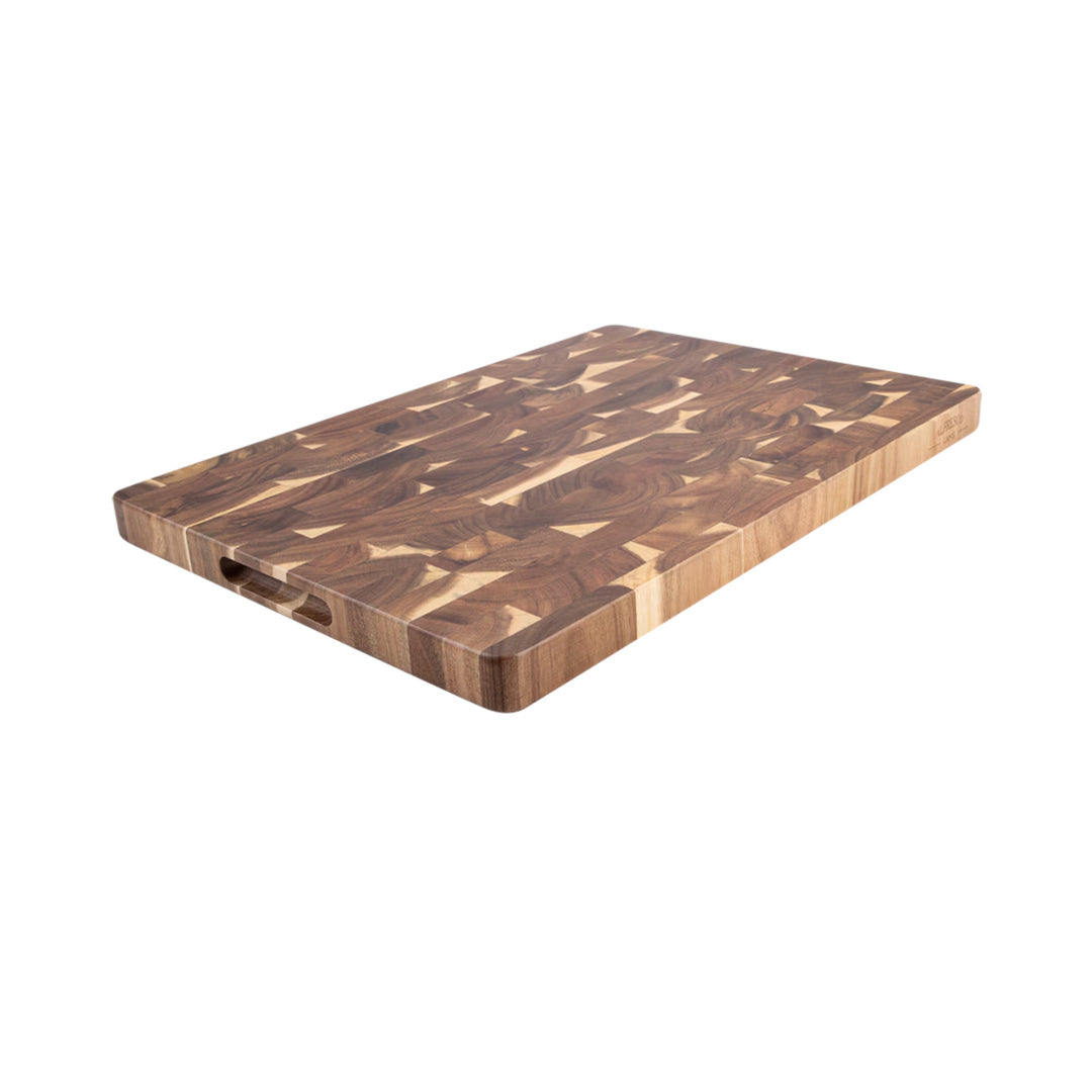 Alfresco Lane acacia wood end grain cutting board 50x35cm, large durable wooden chopping board with natural grain