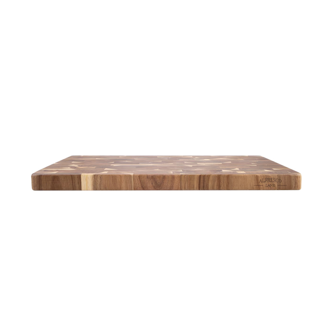 Alfresco Lane acacia wood end grain cutting board 50x35cm, large durable wooden chopping board with natural grain