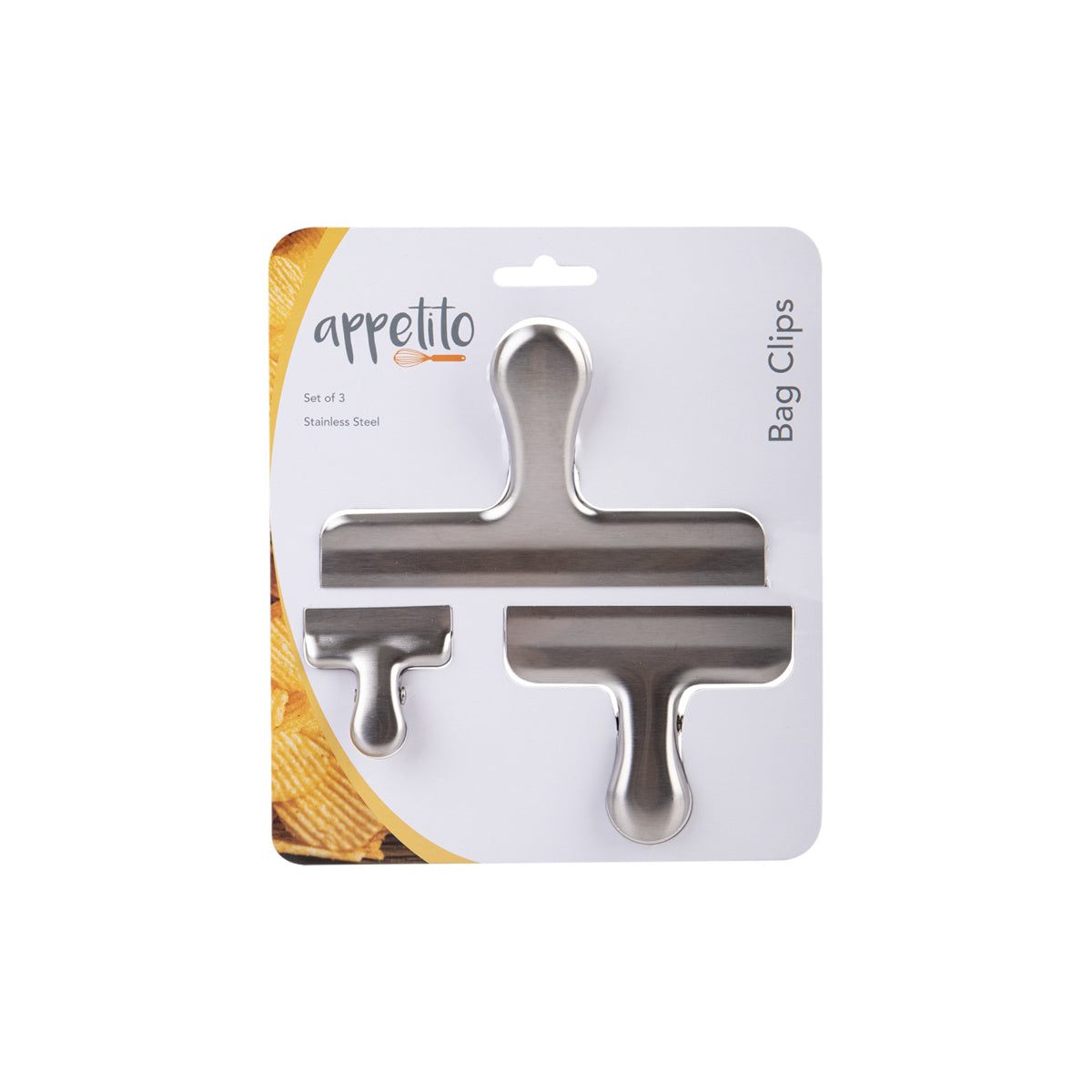 Appetito Bag Clips Stainless Steel Set of 3 | Minimax