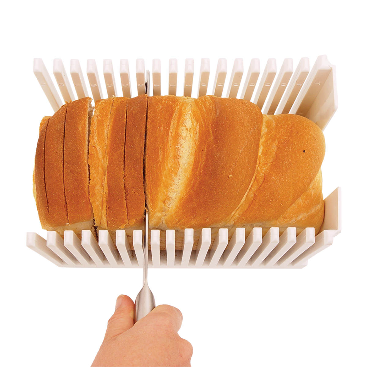Appetito Bread Slicer Cutting Guide White with slotted sides for even bread slices