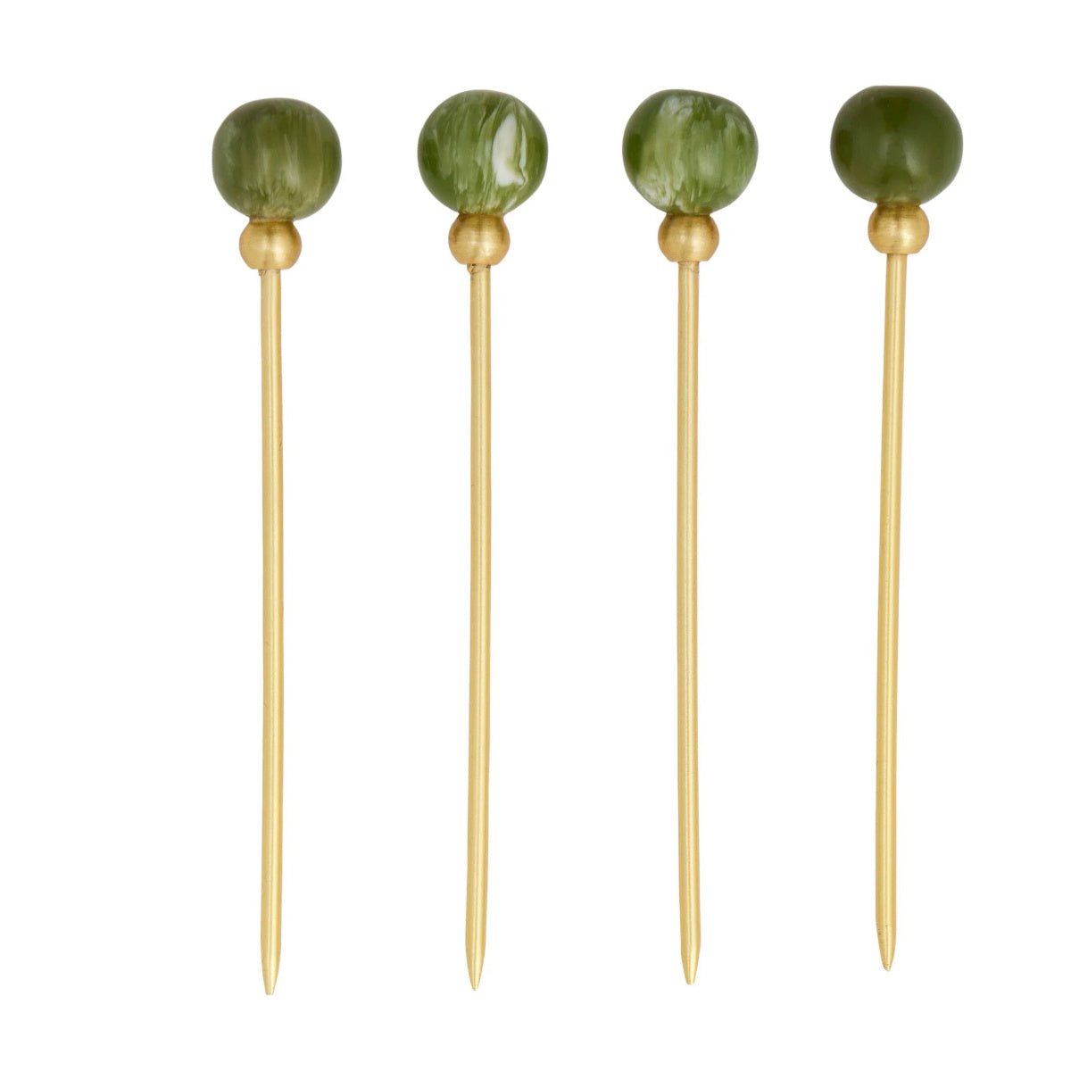 Assemble Amalia Stainless Steel Resin Pick Olive/Gold 11cm (Set of 4) | Minimax